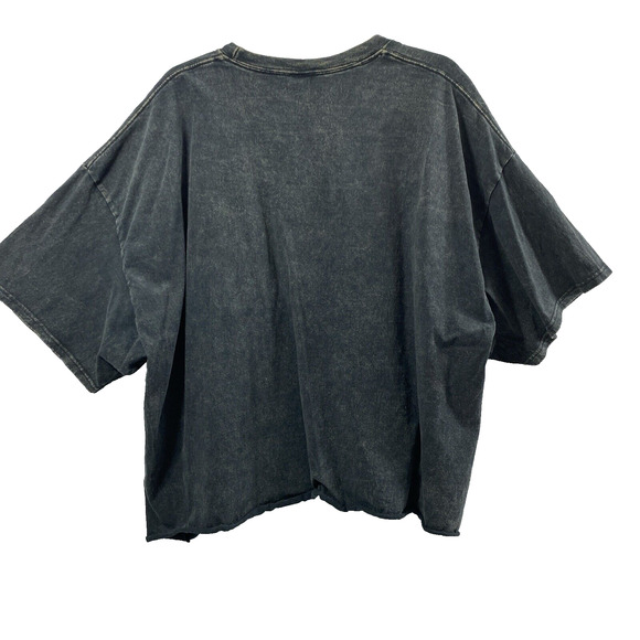 ACDC Band T Shirt XL Highway to Hell Faded Black Cropped Raw Hem Grunge - Picture 3 of 9